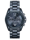 Michael Kors Bradshaw Chronograph Blue Ip Stainless Steel Bracelet Watch In Navy