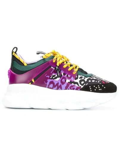 Versace Colorblock Chain Reaction Sneakers In Black