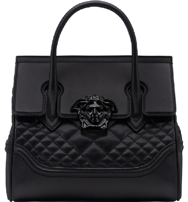 Versace Tribute Palazzo Empire Medium Leather Satchel - Black In Black/  Gold | ModeSens