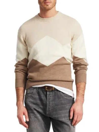 Brunello Cucinelli Cashmere Crew Sweater In Brown