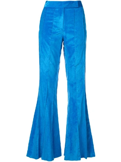 Rosie Assoulin Corduroy Pleated Flare Trousers In Blue