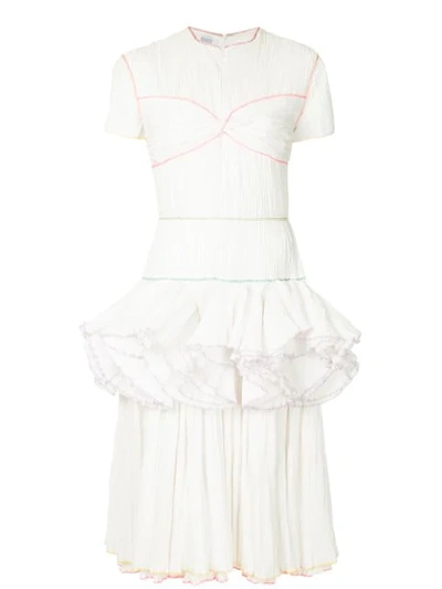 Rosie Assoulin Marshmallow Pleated Fit-and-flare Dress In White