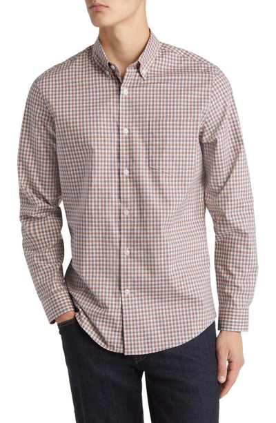 Nordstrom Tech Smart Trim Fit Gingham Coolmax® Dress Shirt In Brown- Grey Winton Check