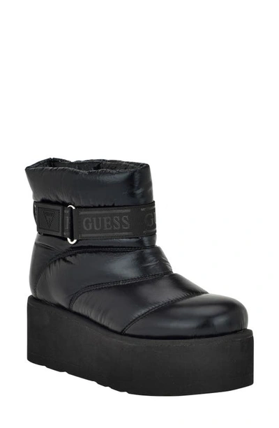 Guess Jilona Quilted Platform Boot In Black Leather Sole