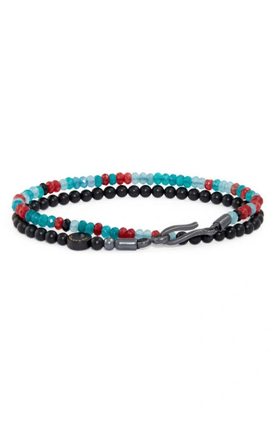 Caputo & Co Semiprecious Beaded Double Bracelet In Multi Agate