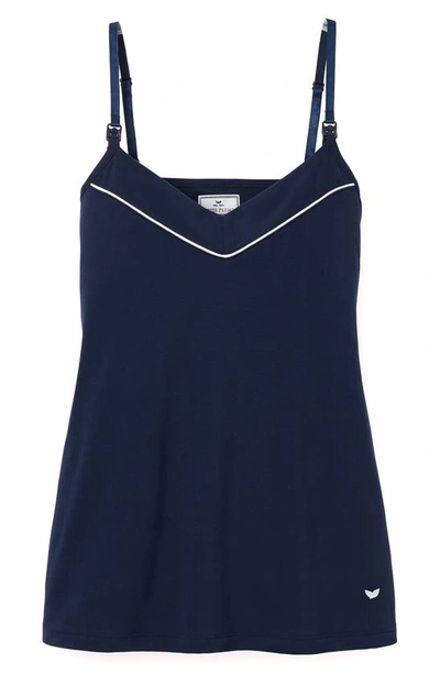 Petite Plume Luxe Pima Cotton Maternity/nursing Camisole In Navy