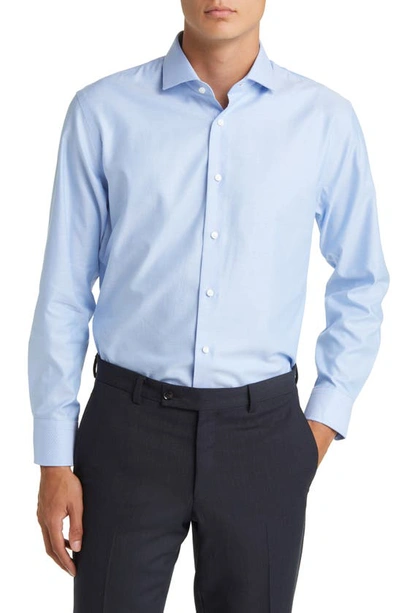 Nordstrom Trim Fit Non-iron Dress Shirt In Blue Powder Bobbi Dobby