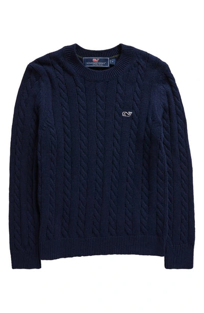 Vineyard Vines Kids' Little Boy's & Boy's Cable Knit Crewneck Sweater In Nautical Navy