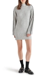 Steve Madden Gemma Whipstitch Long Sleeve Sweater Dress In Grey