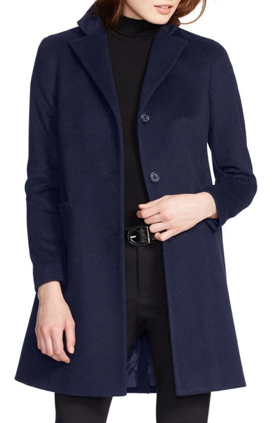 Ralph Lauren Reefer Wool Blend Coat In Regal Navy