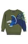 Andy & Evan Kids' Intarsia Pullover Sweater In Olive Dino