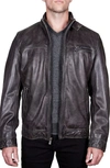 Missani Le Collezioni Leather Jacket In Charcoal