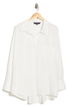 Rachel Roy Long Sleeve Button-up Tunic Shirt In White