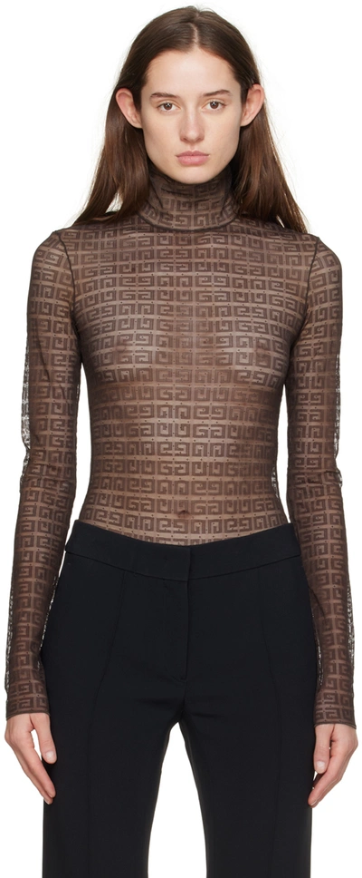 Givenchy Long Sleeve Bodysuit In 201 Dark Brown