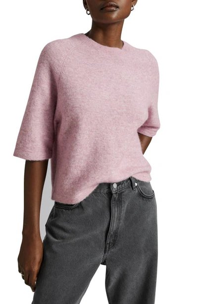 & Other Stories Mélange Alpaca Blend Three Quarter Sleeve Sweater In Pink Melange