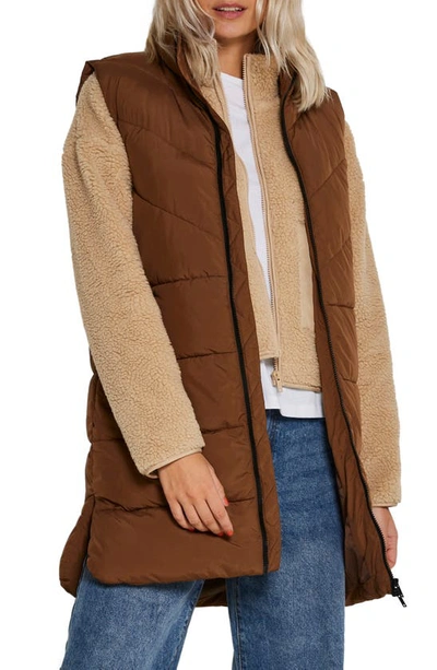 Noisy May Dalcon Quilted Vest In Partridge Detail