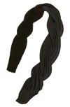 Tasha Braided Pleated Headband In Black