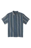Billabong Sundays Stripe Jacquard Short Sleeve Button-up Shirt In Navy