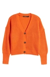 Vero Moda Lea V-neck Cardigan In Tangerine Tango