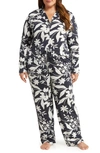 Nordstrom Moonlight Eco Knit Pajamas In Black Outlined Floral
