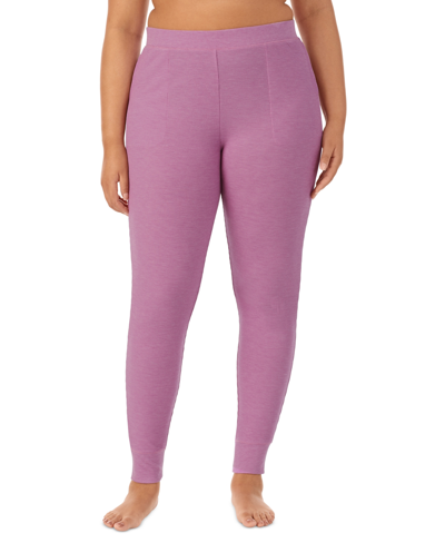 Cuddl Duds Petite Stretch Thermal Mid-rise Leggings In Mulberry Mist Heather