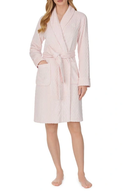 Lauren Ralph Lauren Quilted Shawl Collar Clip Robe In Pink