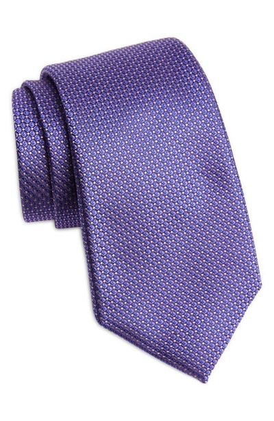 Canali Geometric Silk Tie In Purple