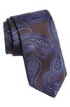 Canali Paisley Silk Tie In Brown