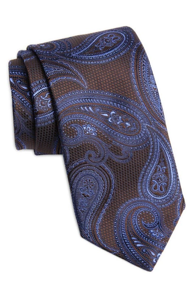 Canali Paisley Silk Tie In Brown