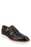 Taft Leather Double Monk Strap Shoe In Black