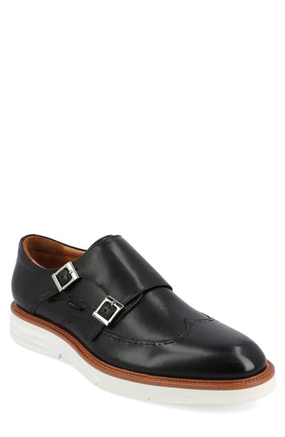 Taft Leather Double Monk Strap Shoe In Black