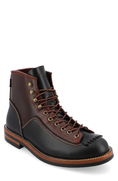 Taft Leather Lug Sole Boot In Black,cherry