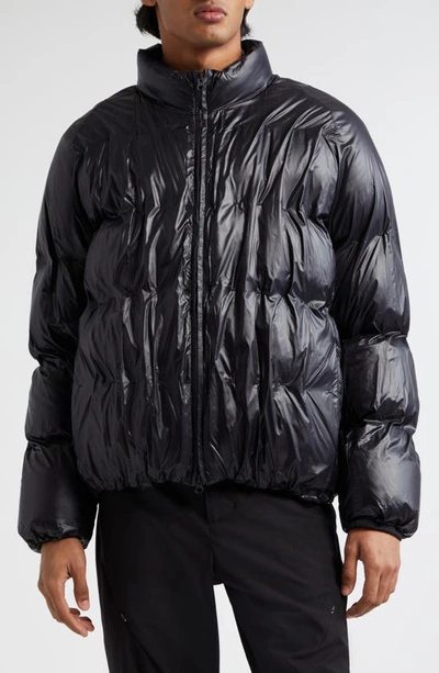Post Archive Faction 5.1 Down Right Nylon Puffer Jacket In Metallic Black