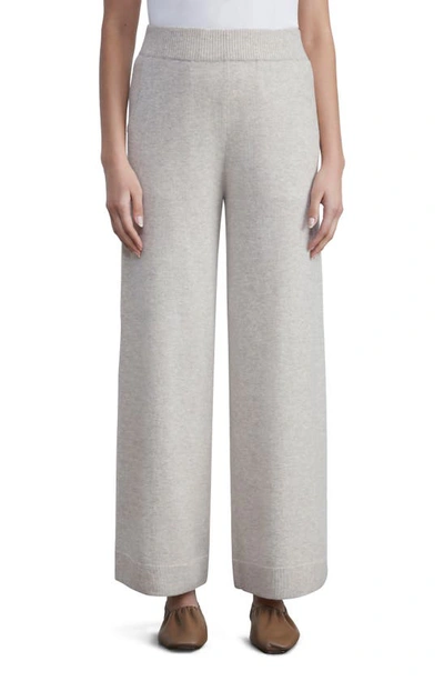 Lafayette 148 New York Merino Wool & Cashmere Wide Leg Pants In Oatmeal Melange