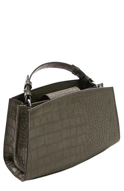 Topshop Gilly Croc Embossed Faux Leather Top Handle Grab Bag In Khaki
