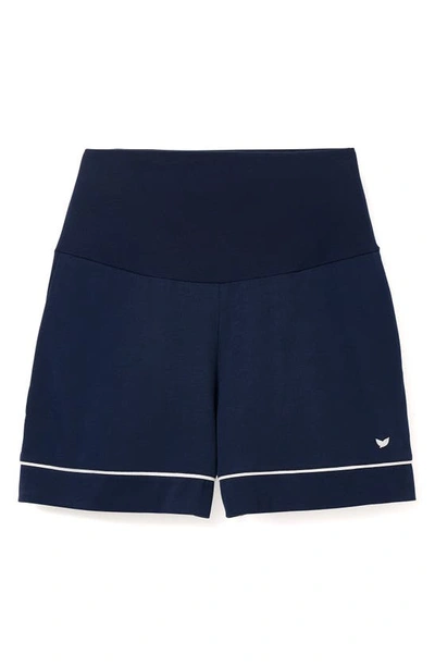 Petite Plume Luxe Pima Cotton Maternity Shorts In Navy