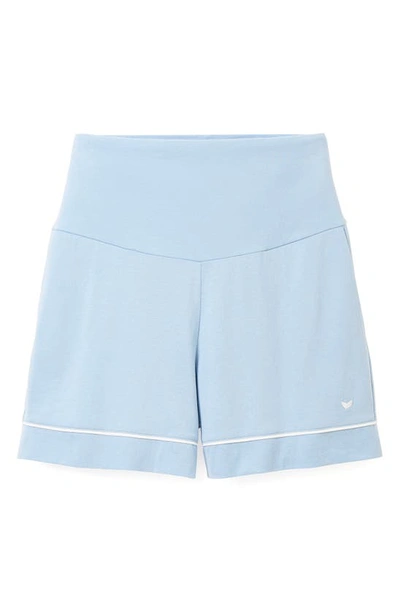 Petite Plume Luxe Pima Cotton Maternity Shorts In Periwinkle
