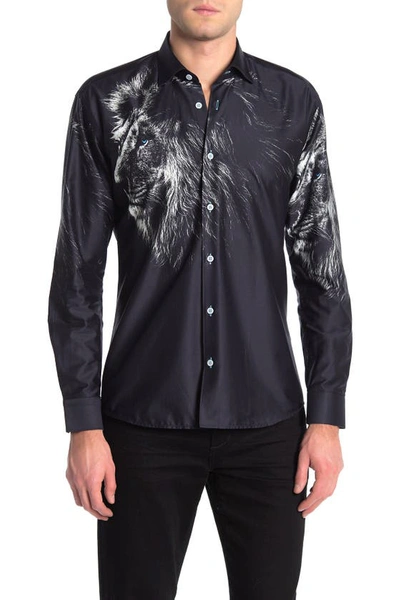 Maceoo Fibonacci Lion Face Shaped Fit Shirt In Black