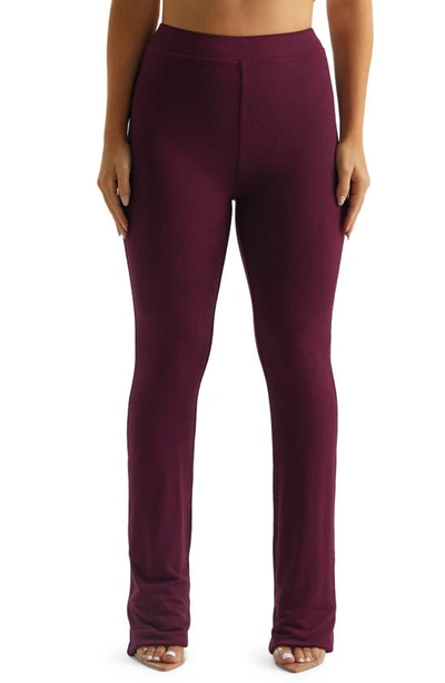 Naked Wardrobe High Waist Bootcut Pants In Dark Plum