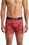 Nike Dri-fit Essential Micro Le Boxer Briefs In Red Multi