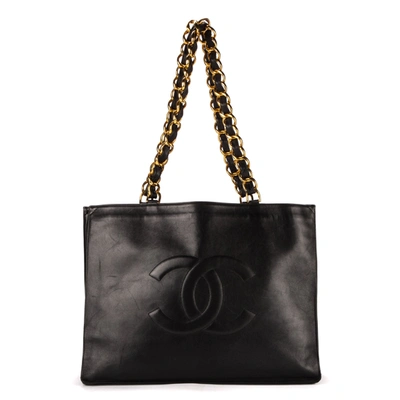 Pre-owned Chanel Cc Jumbo Xl Tote In Black