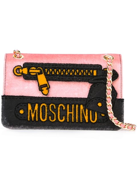 Moschino Trompe-l'oeil Logo Shoulder Bag | ModeSens