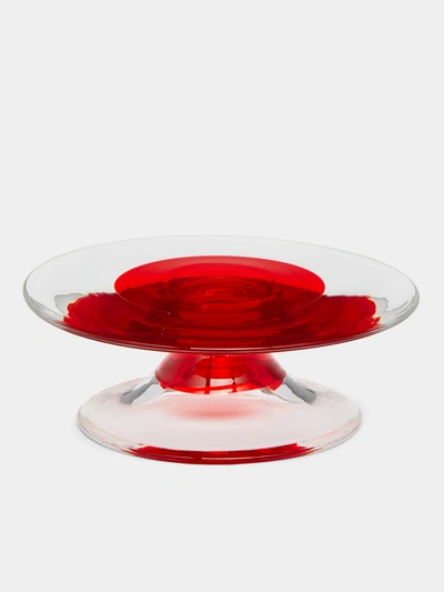 Carlo Moretti Madeleine Murano Glass Cake Stand In Red