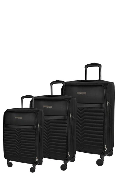 Vince Camuto Set Of Three Shauna Softshell Spinner Suitcase In Black