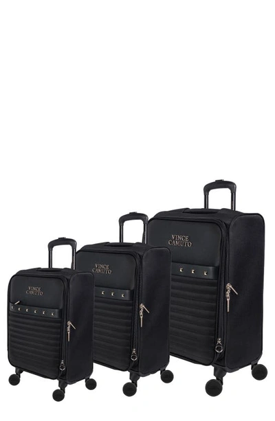 Vince Camuto Set Of Three Ivor Softshell Spinner Suitcase In Black