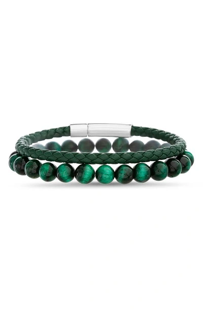 Nes Jewelry Round Green Stones Bracelet In Multicolored
