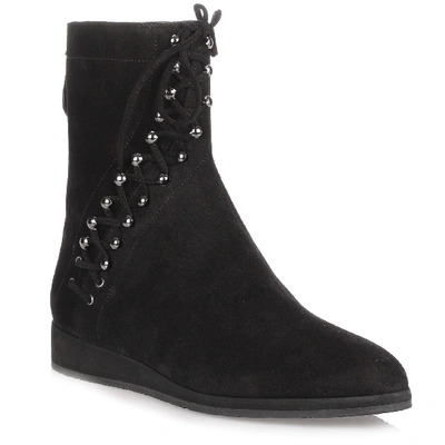 Alaïa Black Suede Lace-up Ankle Boot