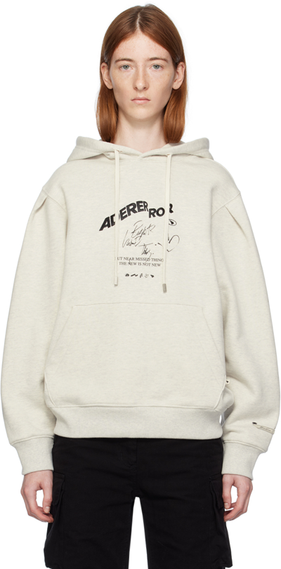 Ader Error Logo-embroidered Cotton Hoodie In Grey