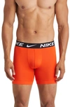Nike 3-pack Dri-fit Essential Micro Boxer Briefs In Team Orange