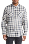 Travismathew Cloud Plaid Flannel Button-up Shirt In Moonbeam/ Ash Blue